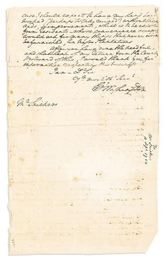 WASHINGTON, GEORGE. Autograph Letter Signed, G:Washington, to Edward Snickers,
